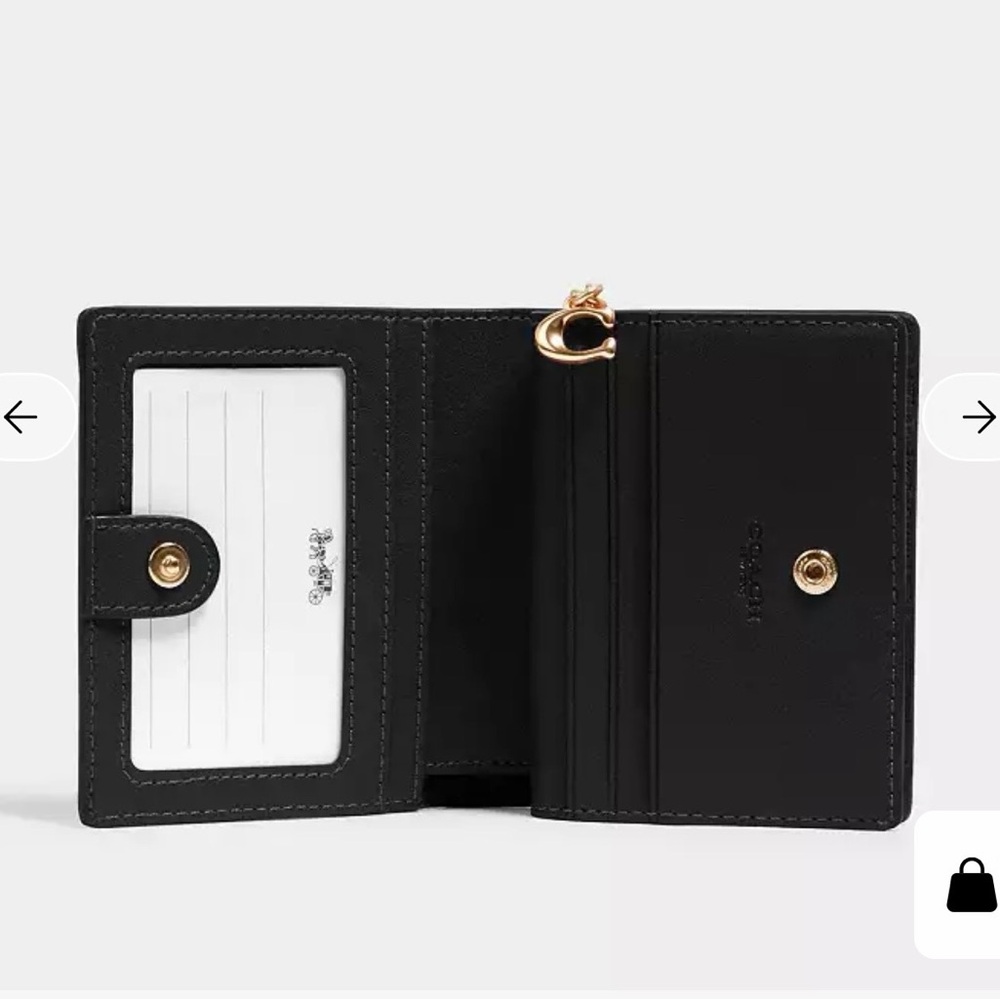 Coach Black Pebbled Leather Bifold Wallet with Gold Hardware - Picture 2 of 5